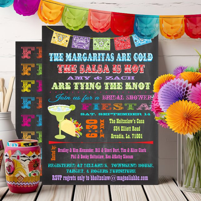 Chalkboard Mexican Fiesta Bridal Shower Invitation (Creator Uploaded)