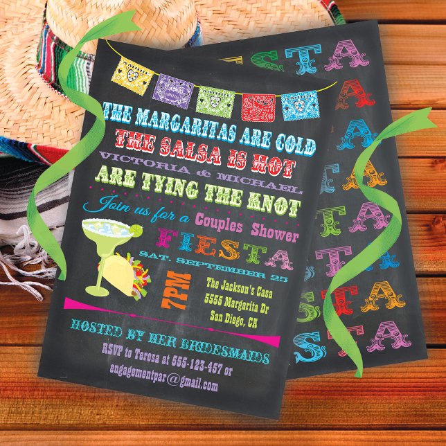 Chalkboard Mexican Fiesta Couples SHower Invitation (Creator Uploaded)