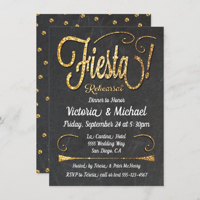 Chalkboard Mexican Fiesta Rehearsal Dinner Invitation (Front/Back)