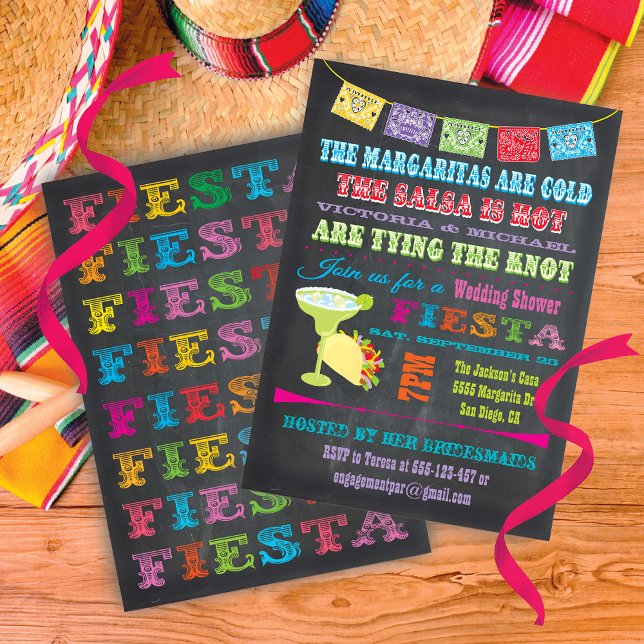 Chalkboard Mexican Fiesta Wedding Shower Invitation (Creator Uploaded)