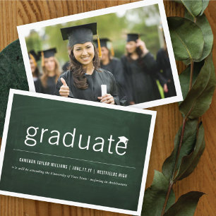 Chalkboard Minimalist Graduate Photo Graduation Announcement