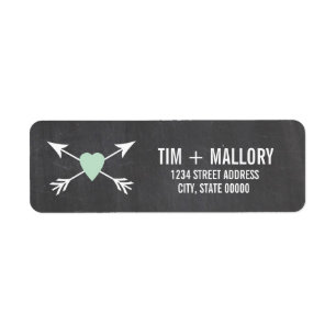 Chalkboard Mint Heart + Arrow   Wedding Labels