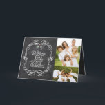 Chalkboard Mistletoes Script Merry Christmas Photo<br><div class="desc">'Wishing You A Very Merry Christmas' White Greeting Typography Within A Scrolled Traditional Vintage Frame, Rustic Christmas Chalkboard With Mistletoes 2 Photo Collage Holiday Card. Designed by fat*fa*tin. Easy to customise with your own text, photo or image. For custom requests, please contact fat*fa*tin directly. Custom charges apply. www.zazzle.com/fat_fa_tin www.zazzle.com/color_therapy www.zazzle.com/fatfatin_blue_knot...</div>