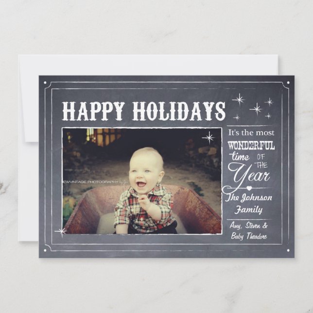 Chalkboard Modern Holiday Card (Front)