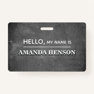 Chalkboard Modern My name is ID Badge
