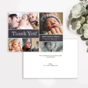 Chalkboard Modern Photos Baby Shower Thank you Card