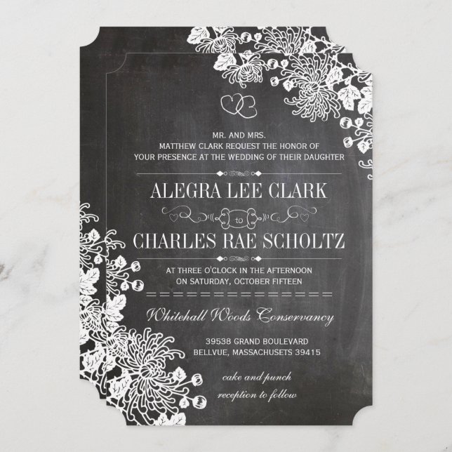 Chalkboard Modern Vintage Typography Invite (Front/Back)