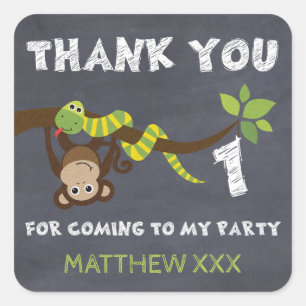 Chalkboard Monkey 1st Birthday Favour Sticker