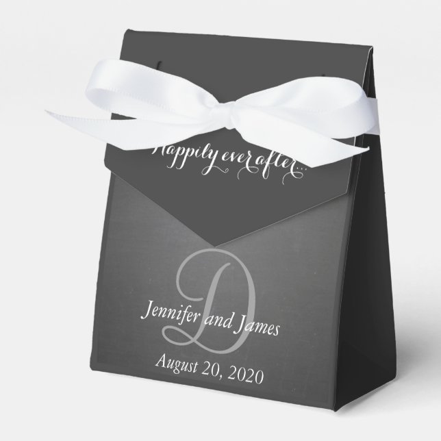 Chalkboard Monogram Happily Ever After 2 Favour Box (Front Side)