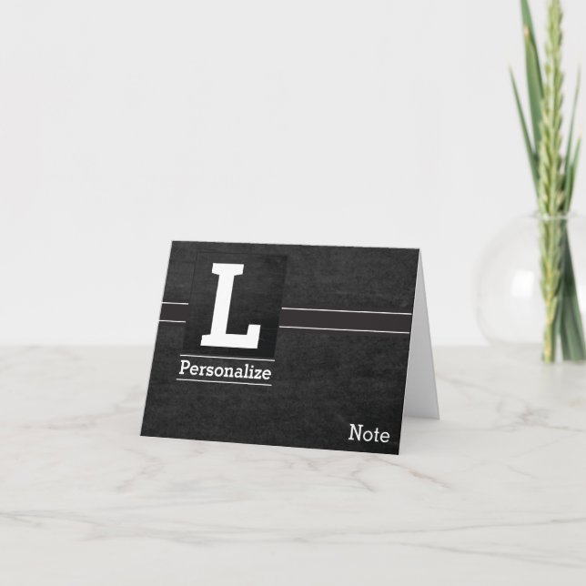 Chalkboard Monogram Letter L Note Card (Front)