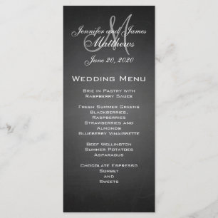 Chalkboard Monogram Wedding Menu Card