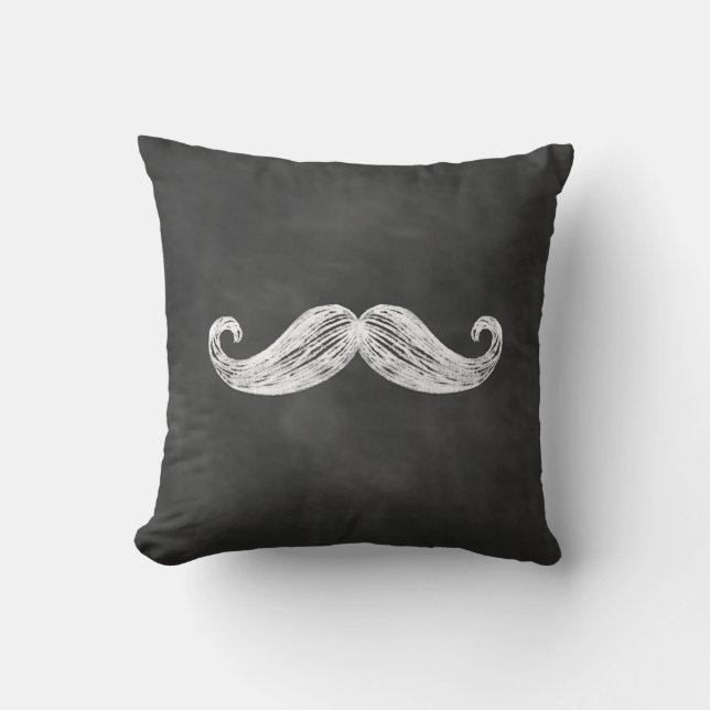Chalkboard Moustache Pillow (Front)