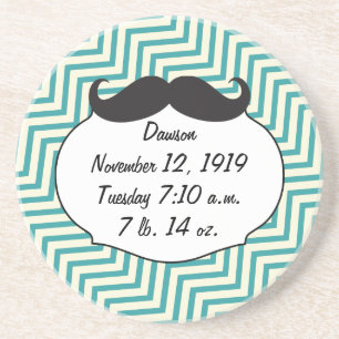 Chalkboard Mr Yellow and Green Baby Stats Coaster