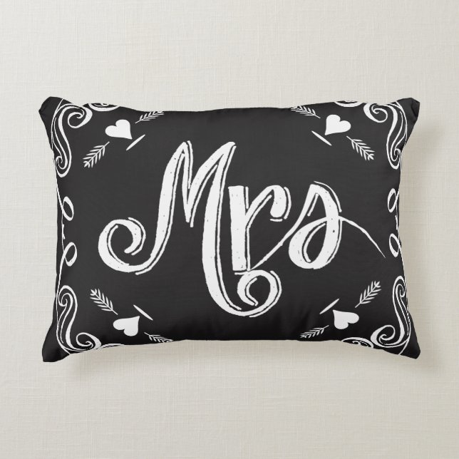Chalkboard Mrs.2nd Wedding Anniversary Decorative Cushion (Front)