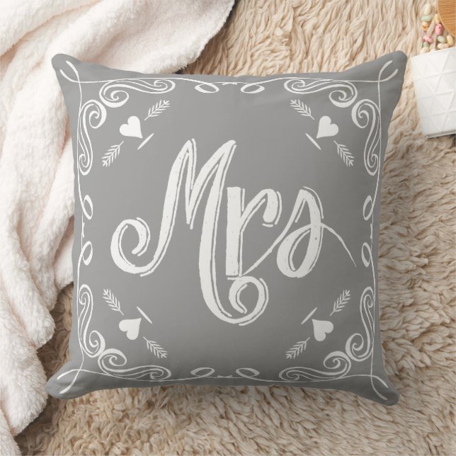 Chalkboard Mrs Brides Pillow Any Colour (Blanket)