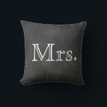 Chalkboard Mrs. Pillow<br><div class="desc">Cute cushion for the newlywed,  on an illustrated chalkboard background. Complementary Mr. Pillow also available.</div>