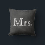 Chalkboard Mrs. Pillow<br><div class="desc">Cute cushion for the newlywed,  on an illustrated chalkboard background. Complementary Mr. Pillow also available.</div>