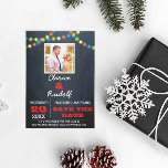 Chalkboard Multi Lights Red Wedding Save the Date Announcement Postcard<br><div class="desc">These Casual Chic Save the Date Postcards are the perfect way to announce your wedding! Add your own photo and customise the text to say just what you want.

Additional Colours and coordinating items available.</div>