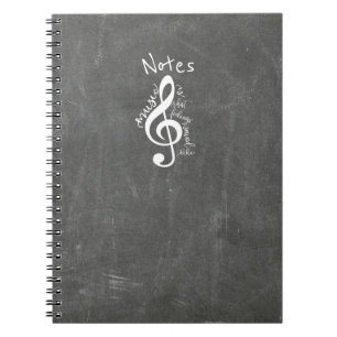 Chalkboard Music Is What Feelings Sound Like Quote Spiral Notebook