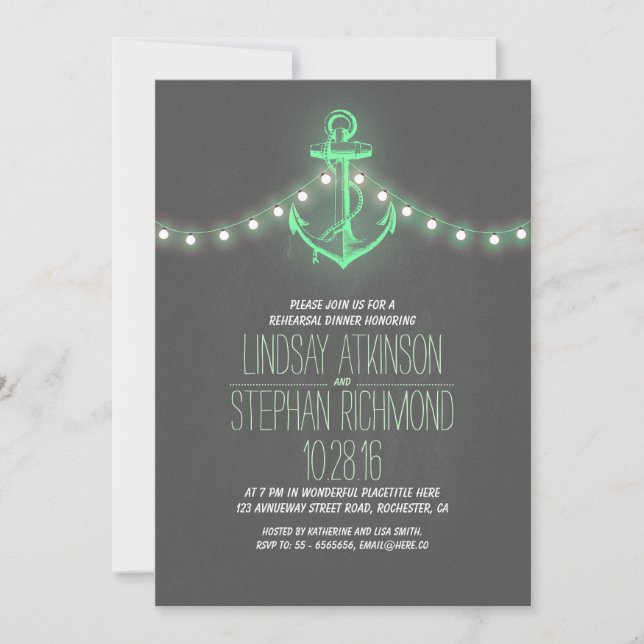 chalkboard nautical rehearsal dinner invitation (Front)