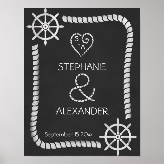 Chalkboard Nautical Wedding Poster (Front)