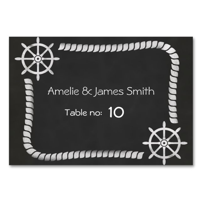Chalkboard Nautical Wedding Seating Place Card (Front)