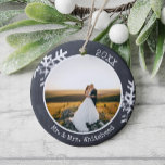 Chalkboard Newlywed Snowflake 1st Christmas Ceramic Tree Decoration<br><div class="desc">This is a perfect ornament for a family gift. With its white rustic snowflakes enjoy decorating the tree with this custom design.</div>