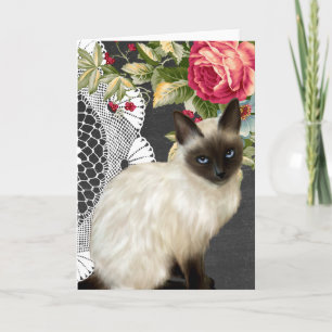 Chalkboard Notecard with Painted Siamese Cat