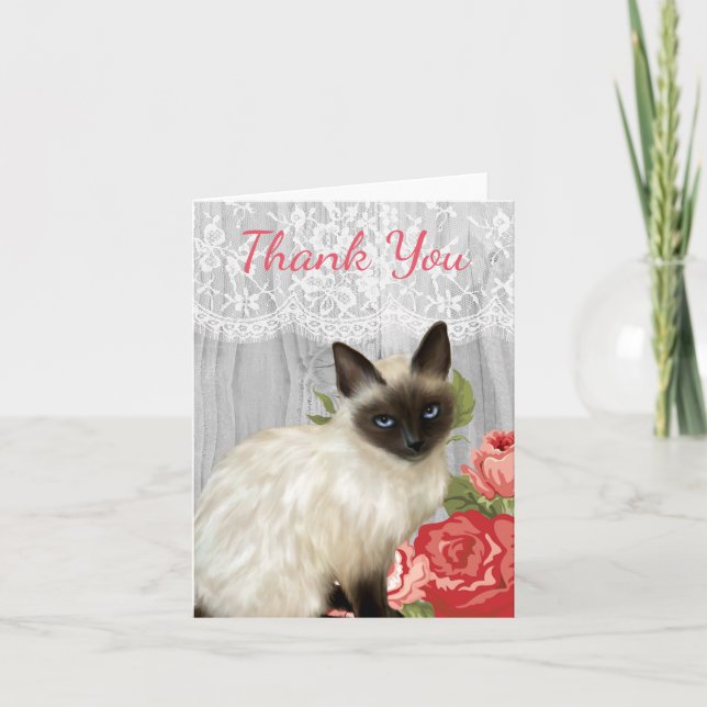 Chalkboard Notecard with Painted Siamese Cat (Front)