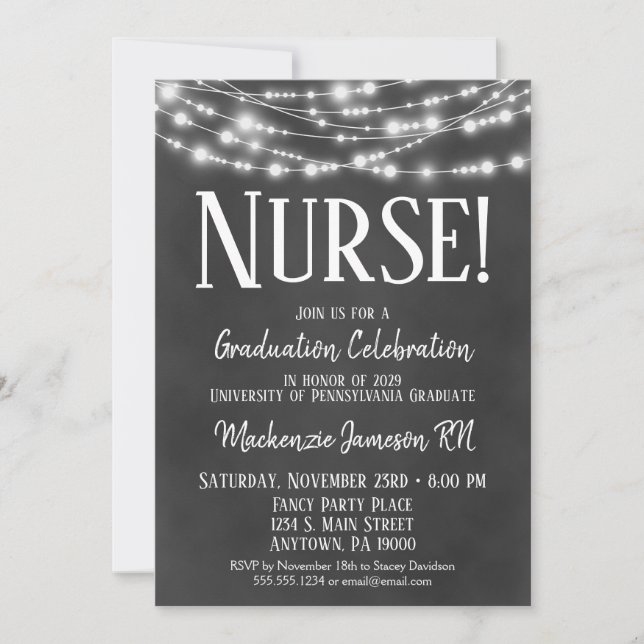 Chalkboard Nurse Graduation Party Invitation (Front)