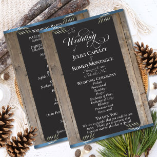 Chalkboard on Wood - Blue Wedding Programme