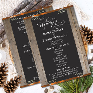 Chalkboard on Wood - Copper Wedding Programme