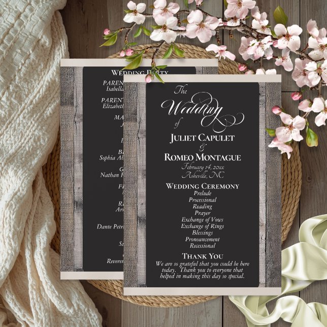Chalkboard on Wood & Cream Ribbon - Wedding Programme (Creator Uploaded)
