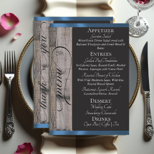 Chalkboard on Wood, Heart & Thank You - Blue Menu