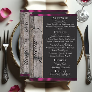 Chalkboard on Wood, Heart & Thank You - Plum Menu