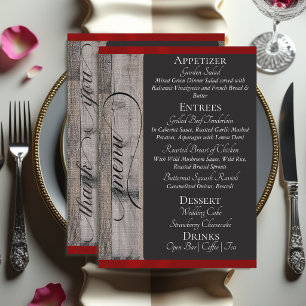 Chalkboard on Wood, Heart & Thank You - Red Menu