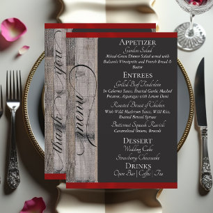 Chalkboard on Wood, Heart & Thank You - Red Menu