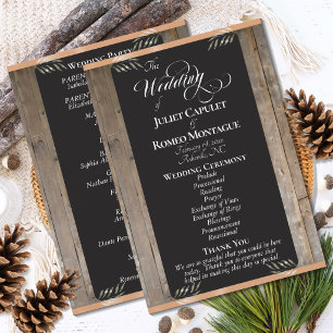 Chalkboard on Wood - Peach Wedding Programme