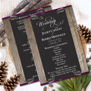 Chalkboard on Wood - Plum Wedding Programme