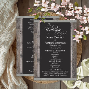 Chalkboard on Wood & Sage Ribbon - Wedding Programme