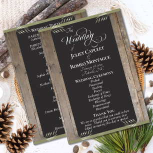 Chalkboard on Wood - Sage Wedding Programme