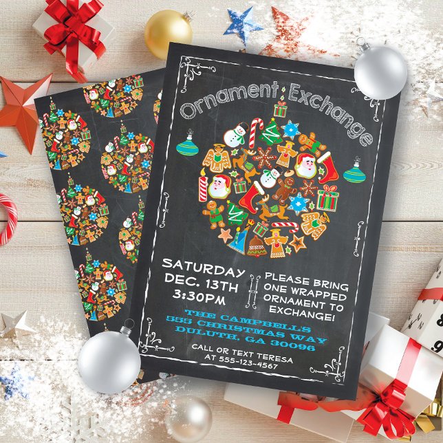 Chalkboard Ornament Exchange Invitation (Creator Uploaded)