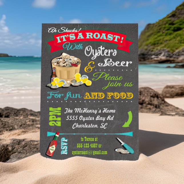Chalkboard Oyster Roast Party Invitations (Creator Uploaded)