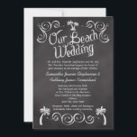 Chalkboard Palm Tree Beach Wedding Invitation<br><div class="desc">Celebrate nuptials on the shore with this breezy palm tree with a sketched on chalkboard blackboard with white chalk look.  Great for a rustic vintage feel at a beach wedding.   Design Copyright © CustomInvitesOnline.com</div>