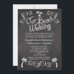Chalkboard Palm Tree Beach Wedding Invitation<br><div class="desc">Celebrate nuptials on the shore with this breezy palm tree with a sketched on chalkboard blackboard with white chalk look.  Great for a rustic vintage feel at a beach wedding.   Design Copyright © CustomInvitesOnline.com</div>