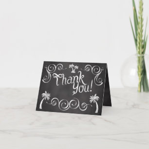 Chalkboard Palm Tree Beach Wedding Thank You