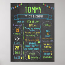 Chalkboard Party personalised boy birthday poster
