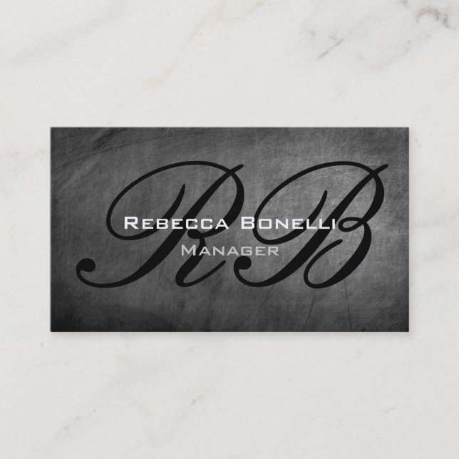 Chalkboard Pattern Monogram Manager Business Card (Front)