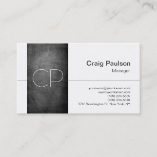 Chalkboard Pattern White Monogram Business Card