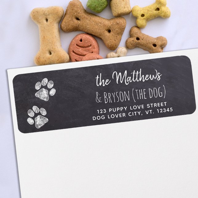 Chalkboard Paw Print Puppy Return Address Label (Creator Uploaded)
